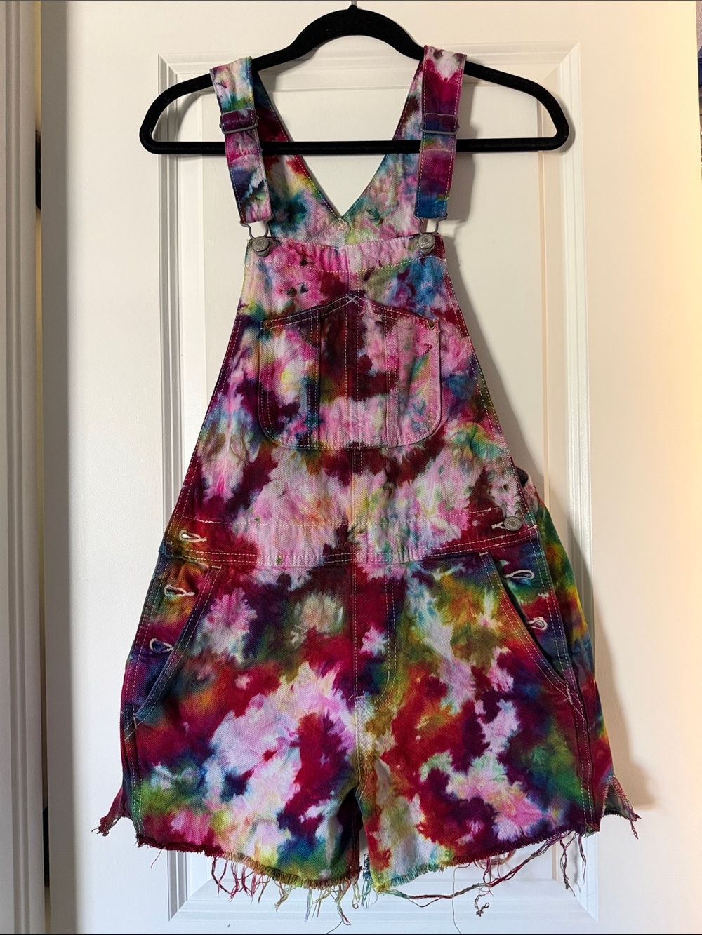 Old Navy Multicolor Tie-Dye Short Overalls